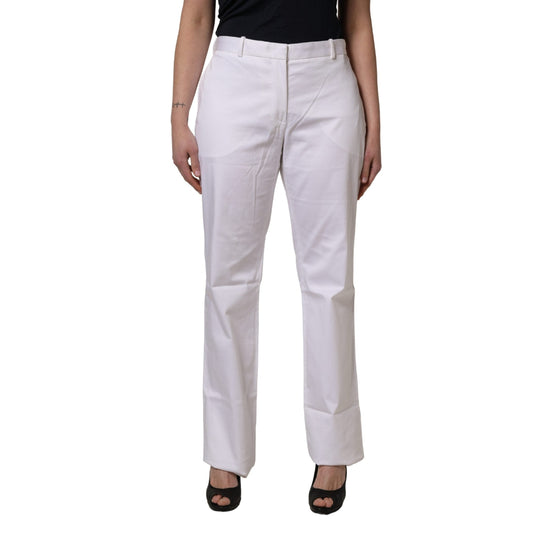 GF Ferre White Mid Waist Straight Chino Women Trouser Pants GF Ferre