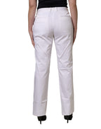 GF Ferre White Mid Waist Straight Chino Women Trouser Pants