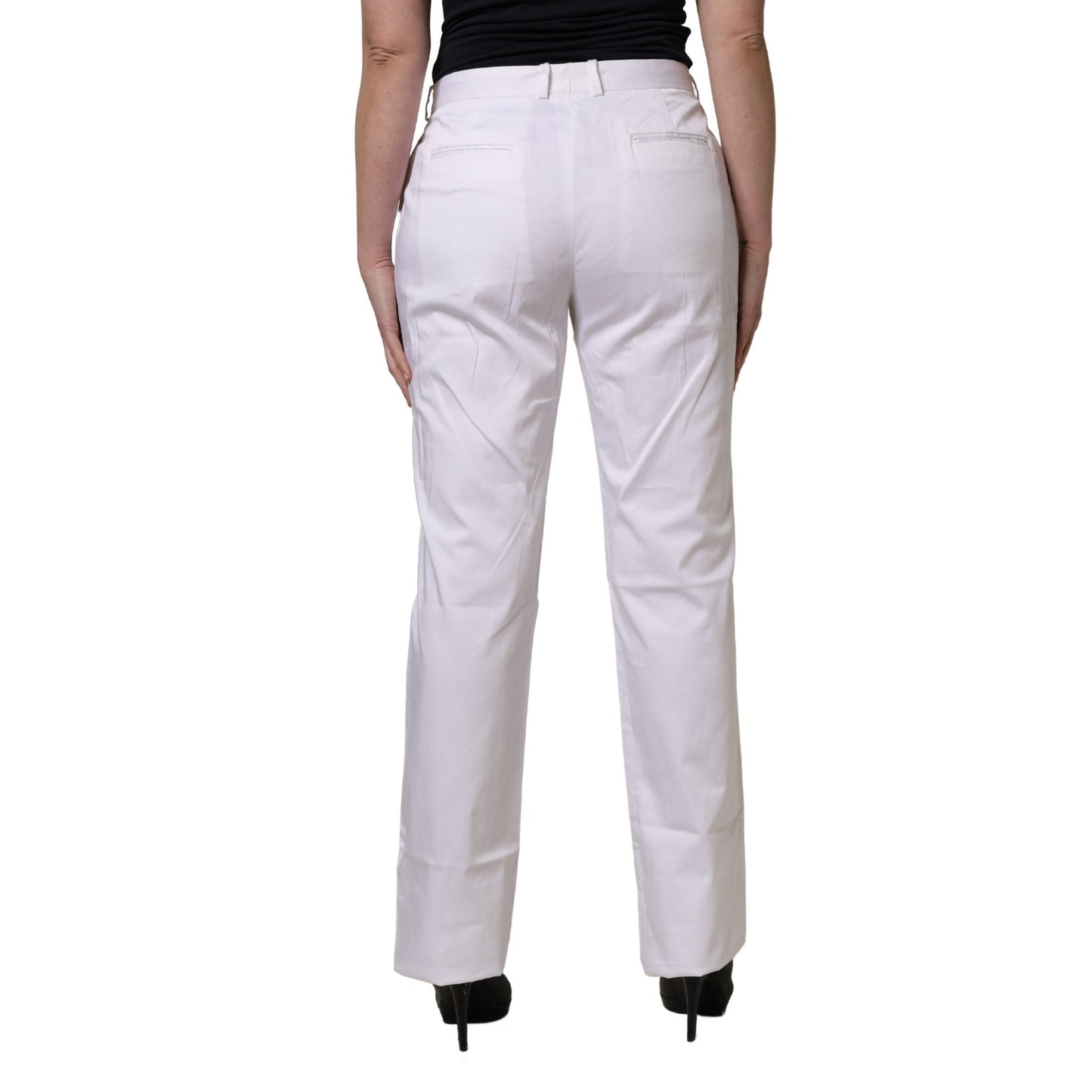 GF Ferre White Mid Waist Straight Chino Women Trouser Pants GF Ferre