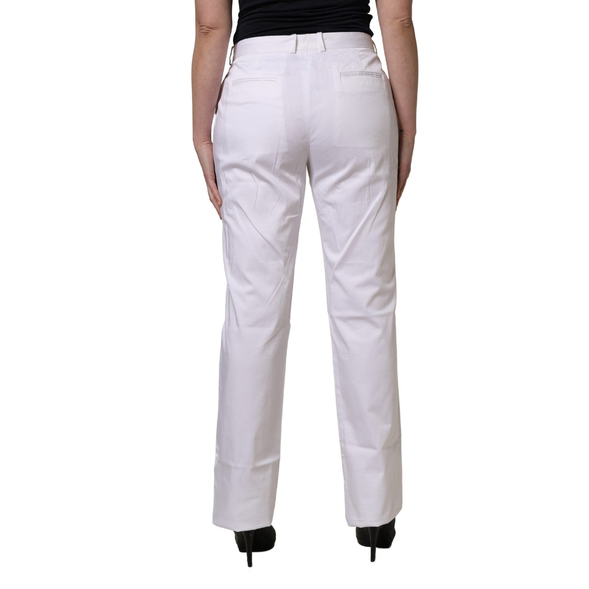 GF Ferre White Mid Waist Straight Chino Women Trouser Pants GF Ferre