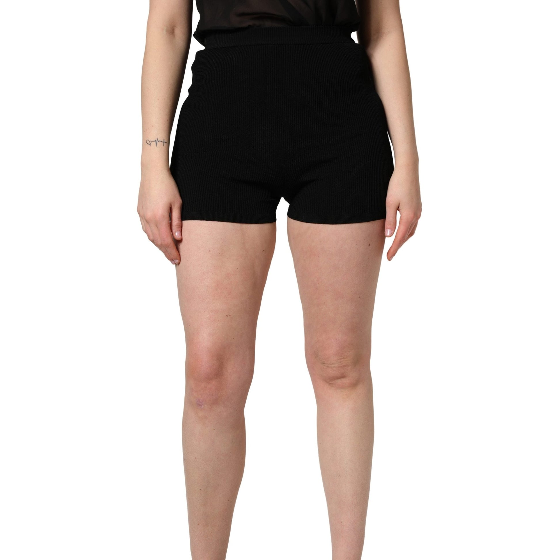 Dolce & Gabbana Black Viscose High Waisted Hot Pants Shorts Dolce & Gabbana