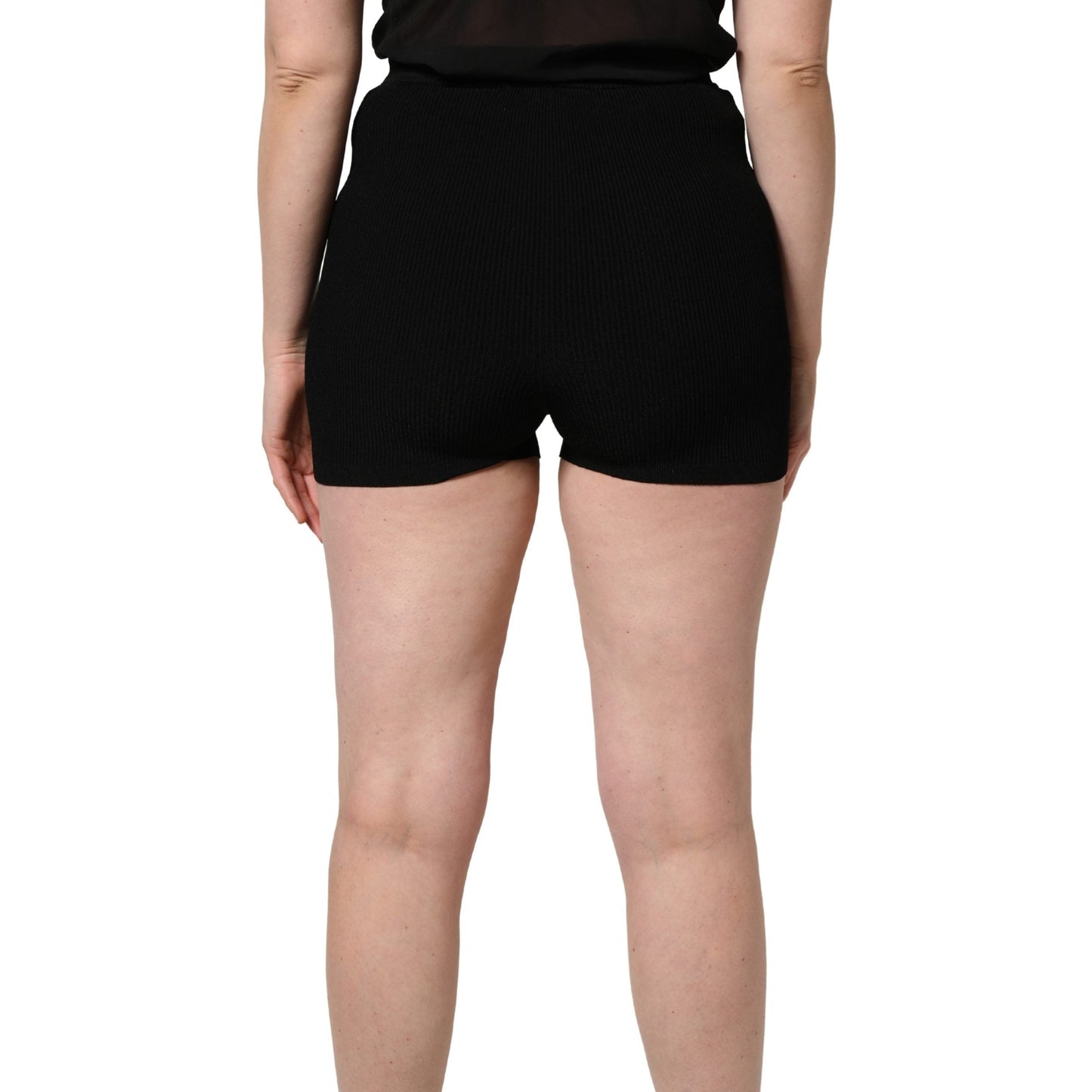 Dolce & Gabbana Black Viscose High Waisted Hot Pants Shorts Dolce & Gabbana