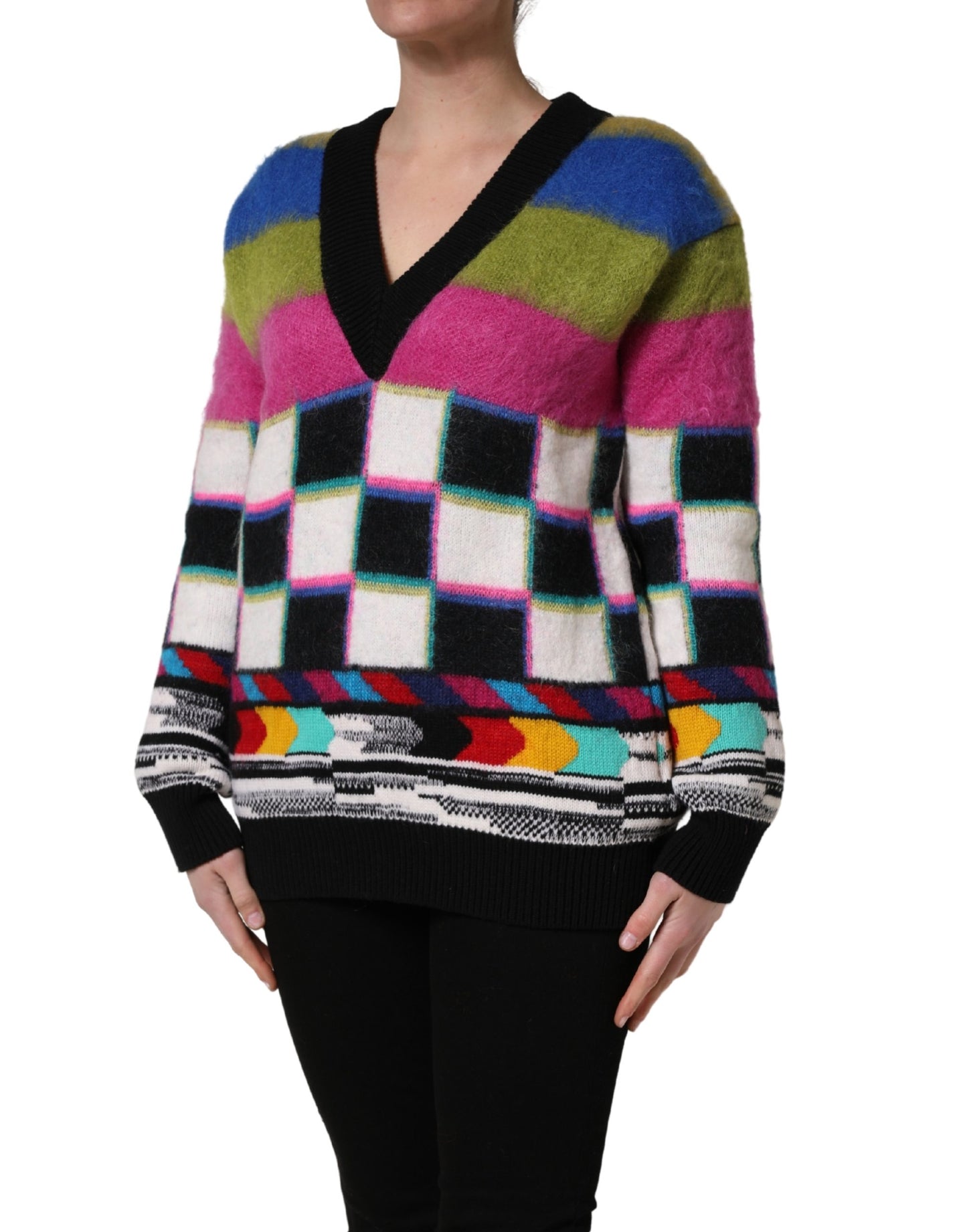 Dolce & Gabbana Multicolor Stripes V-neck Pullover Sweater Dolce & Gabbana