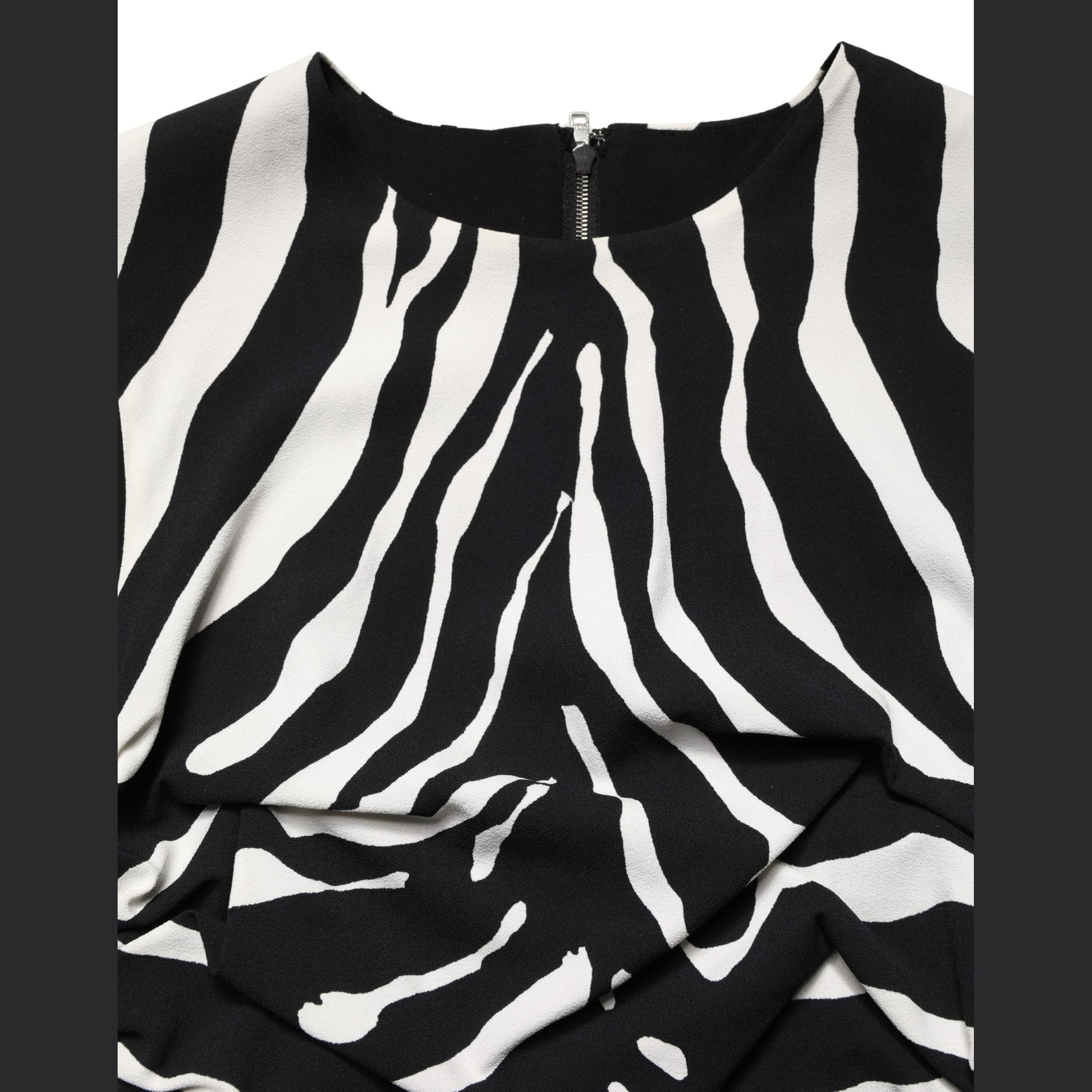 Dolce & Gabbana Black White Zebra Cady Calf Length Dress Dolce & Gabbana