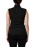 Dolce & Gabbana Black Cotton Sleeveless Collared Blouse Top - Eljoys Fashion 
