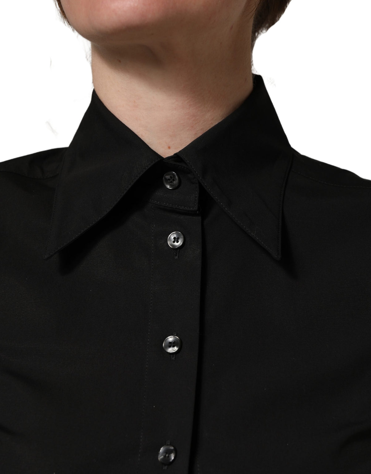 Dolce & Gabbana Black Cotton Sleeveless Collared Blouse Top - Eljoys Fashion 