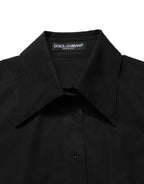 Dolce & Gabbana Black Cotton Sleeveless Collared Blouse Top - Eljoys Fashion 
