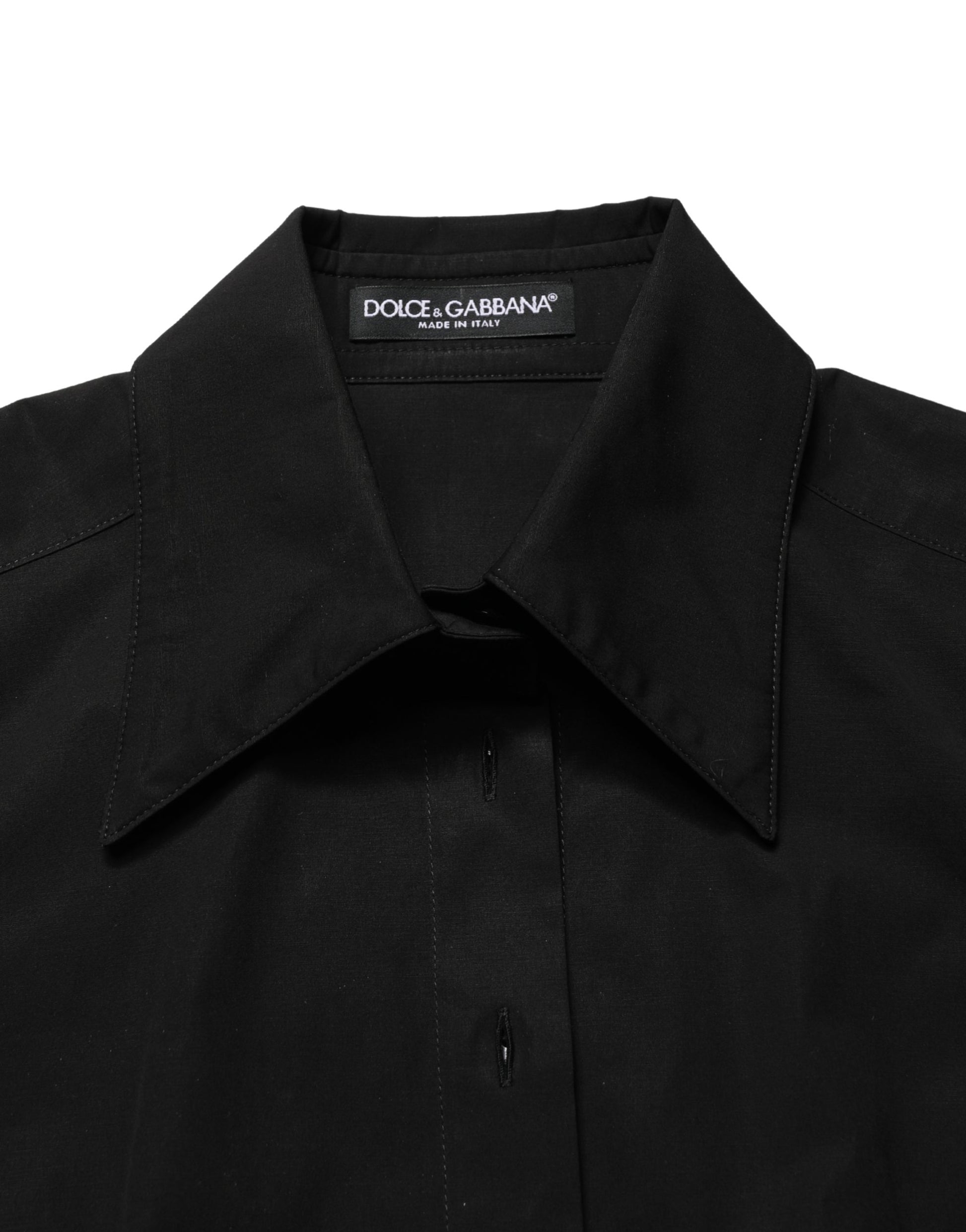 Dolce & Gabbana Black Cotton Sleeveless Collared Blouse Top Dolce & Gabbana