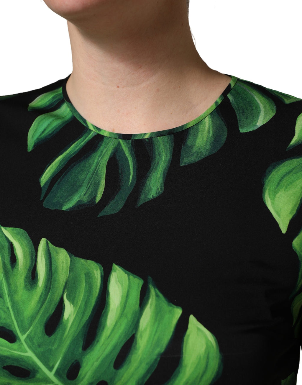 Dolce & Gabbana Black Philodendron Print Silk Blouse Top - Eljoys Fashion 
