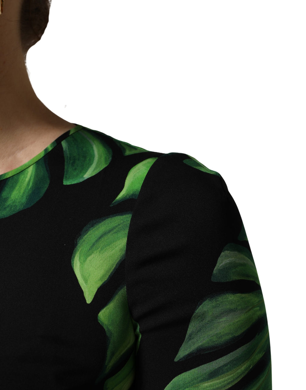 Dolce & Gabbana Black Philodendron Print Silk Blouse Top - Eljoys Fashion 