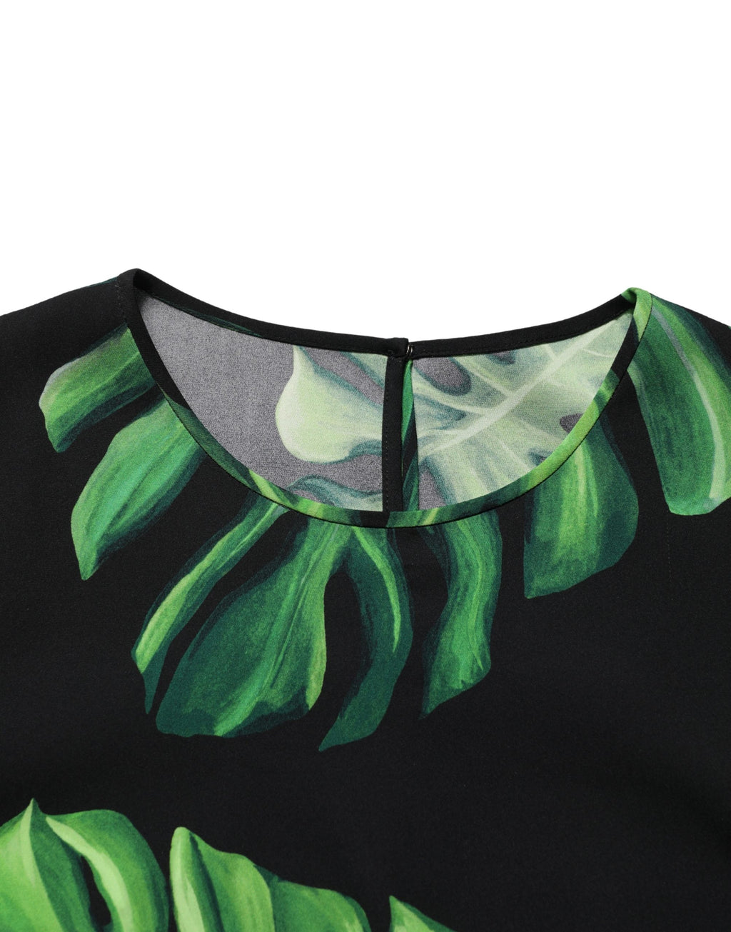 Dolce & Gabbana Black Philodendron Print Silk Blouse Top - Eljoys Fashion 