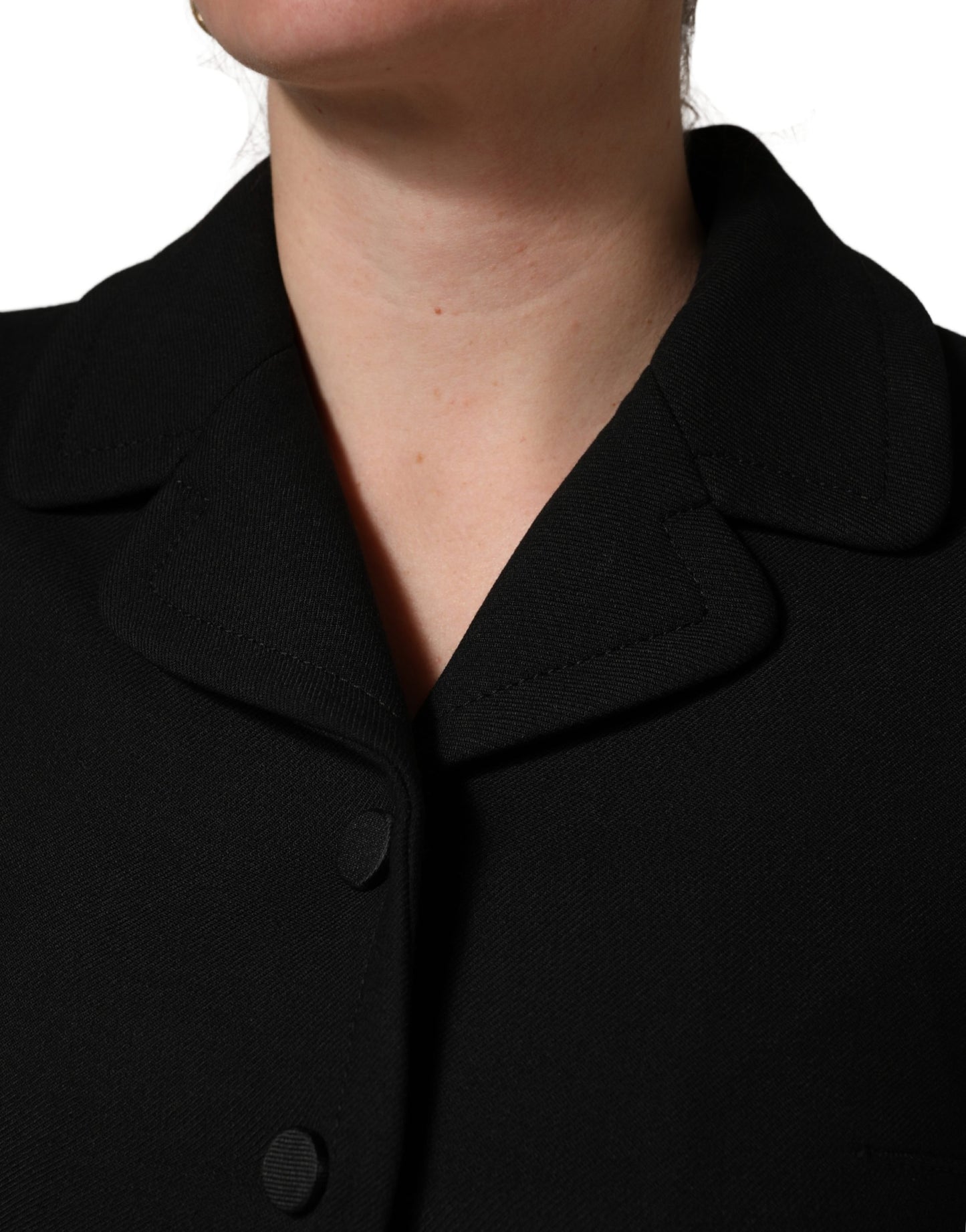 Dolce & Gabbana Black Collared Short Sleeves Cropped Blouse Top Dolce & Gabbana