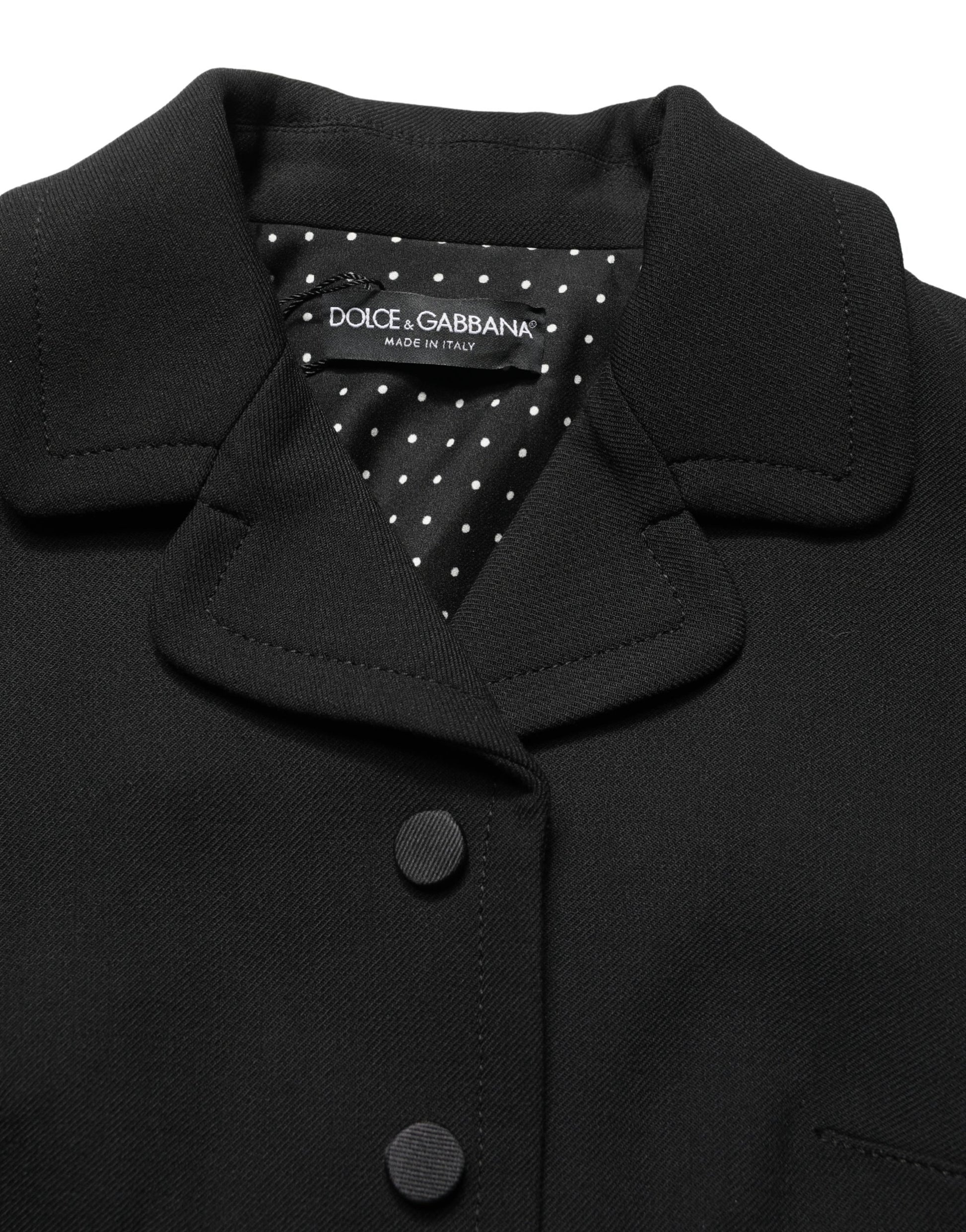Dolce & Gabbana Black Collared Short Sleeves Cropped Blouse Top Dolce & Gabbana
