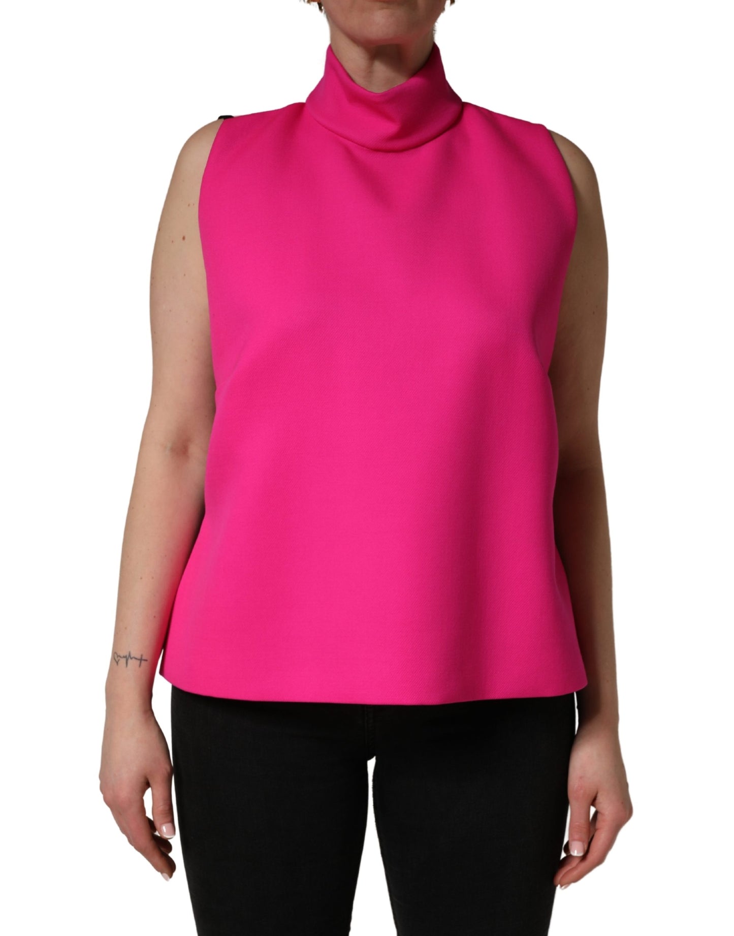 Dolce & Gabbana Hot Pink Wool Backless Sleeveless Tank Top Dolce & Gabbana