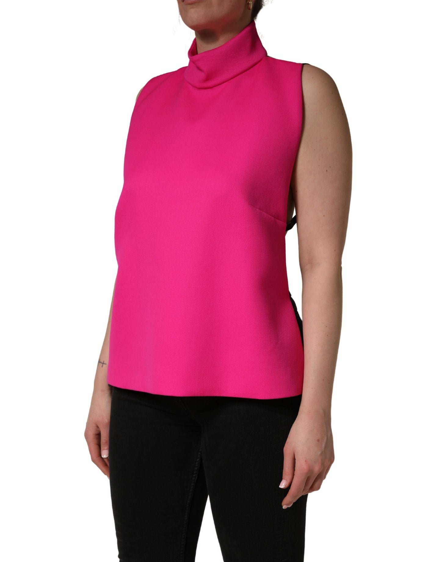 Dolce & Gabbana Hot Pink Wool Backless Sleeveless Tank Top Dolce & Gabbana