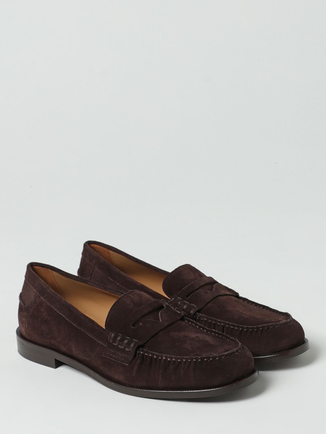Emporio Armani Brown Suede Leather Slip-On Loafers Emporio Armani