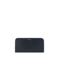 Saint Laurent black calf leather Bos Taurus wallet with multiple card slots and sleek design.