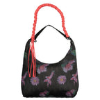 Desigual Nero polyurethane women's handbag with sleek design and silver hardware, featuring a top handle and adjustable strap.