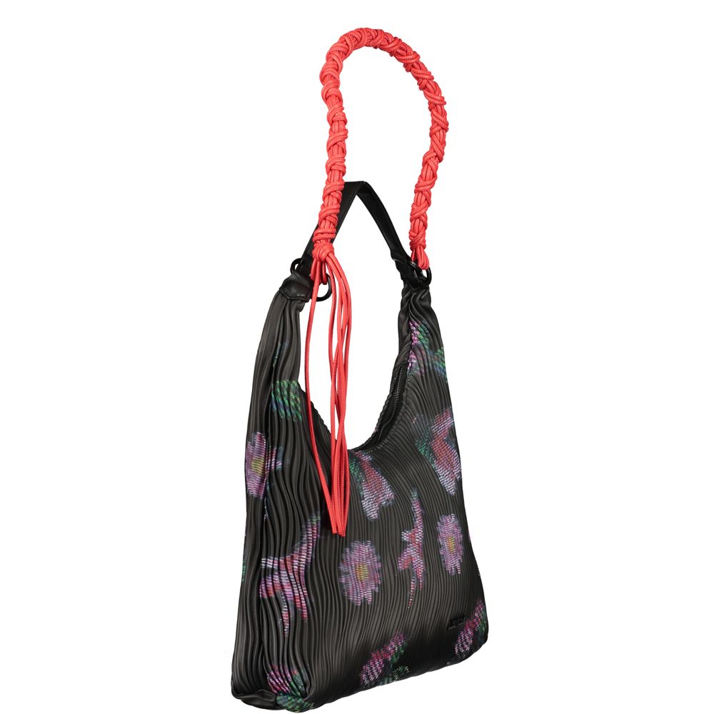 Desigual Nero polyurethane women's handbag with stylish design and top handles, featuring a textured black finish.