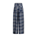 MARBELL Blue Linen Casual Pants