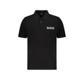 Balmain black cotton polo shirt with classic collar and short sleeves, displayed on a plain background.