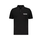 Balmain black cotton polo shirt with classic collar and short sleeves, displayed on a plain background.