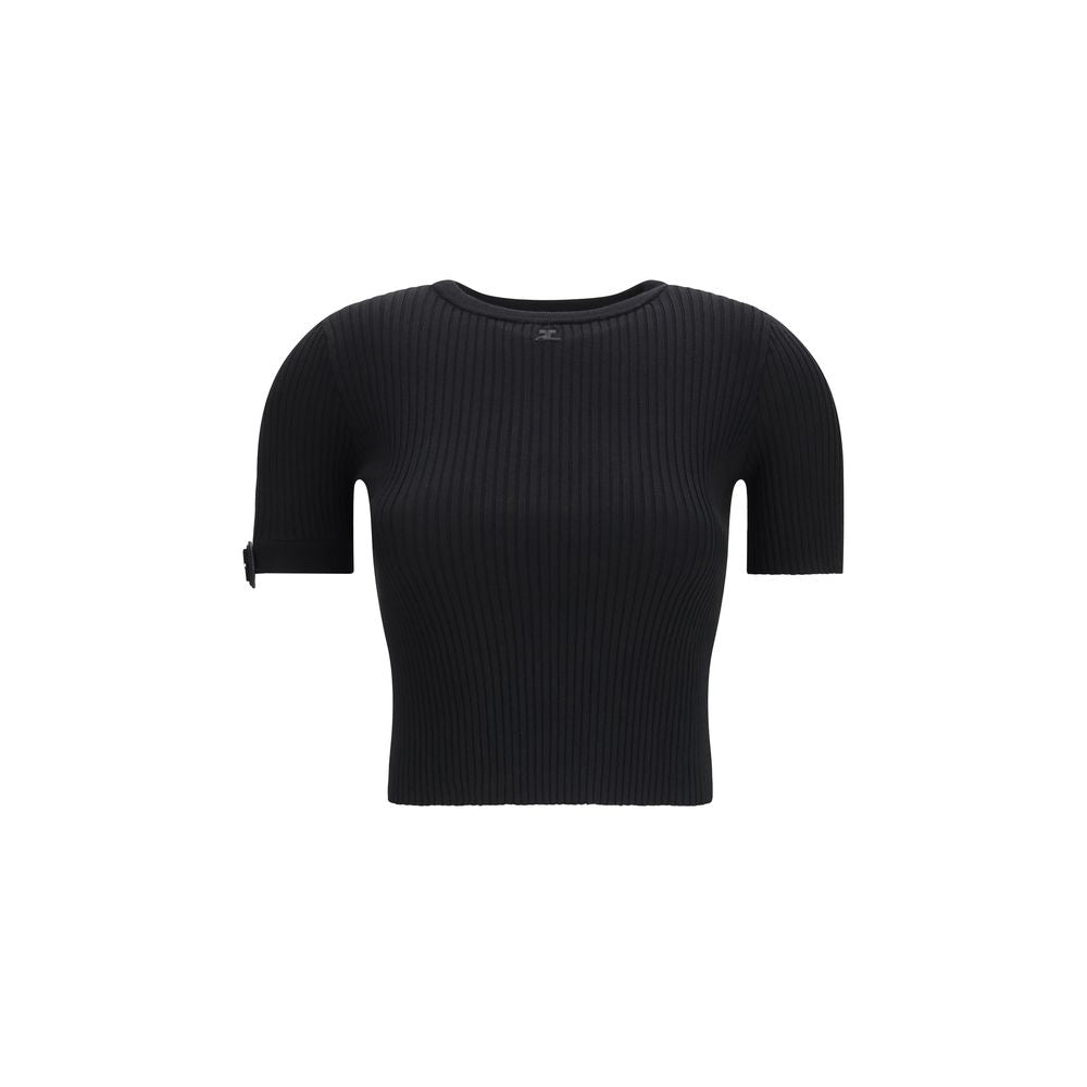Courrèges Black Viscose T-Shirt Courrèges