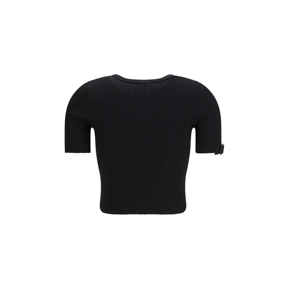 Courrèges Black Viscose T-Shirt Courrèges