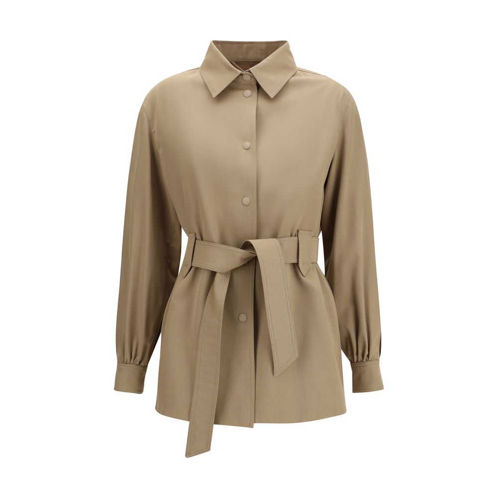 Max Mara Brown Wool Oves Aries Sleveless Jacket Max Mara