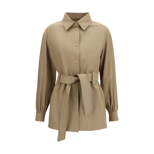 Max Mara Brown Wool Oves Aries Sleveless Jacket Max Mara