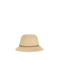 Helen Kaminski beige raffia hat with wide brim and woven texture, perfect for sun protection and stylish summer wear.