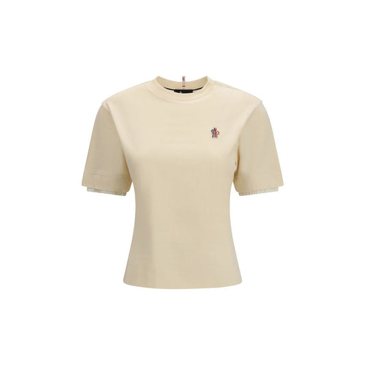 Moncler Grenoble Beige Cotton T-Shirt Moncler Grenoble