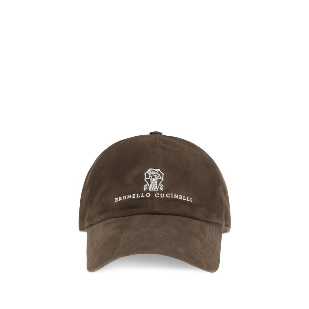 Brunello Cucinelli Brown Calf Leather Bos Taurus Cap Baseball Hat