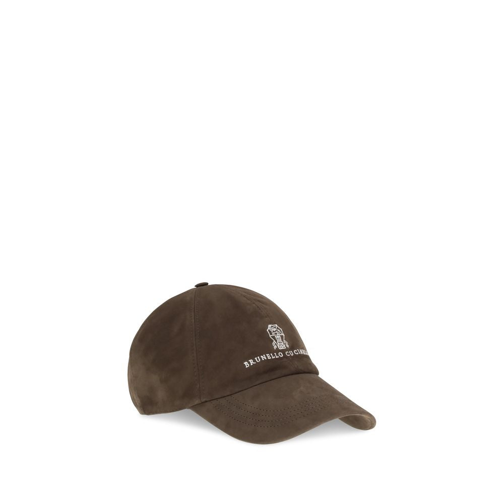 Brunello Cucinelli Brown Calf Leather Bos Taurus Cap Baseball Hat