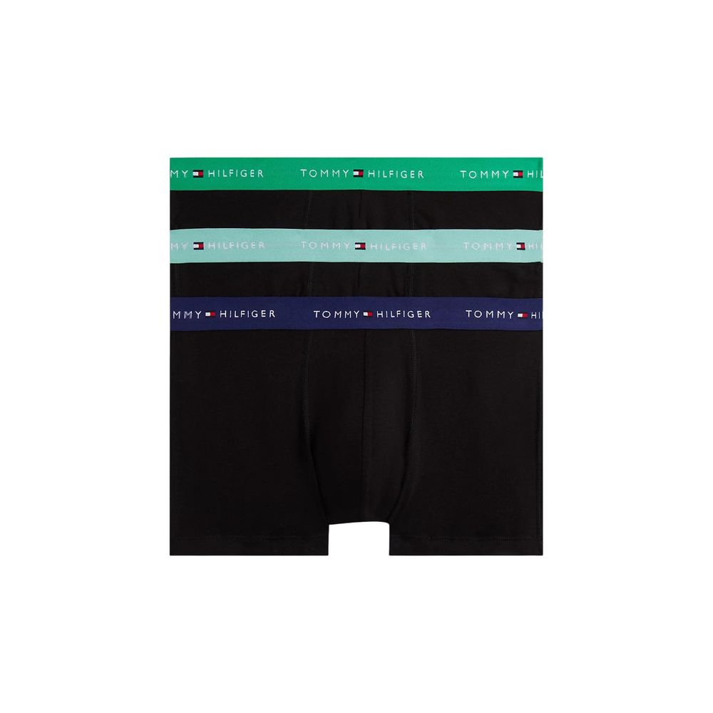 Tommy Hilfiger bicolor cotton boxers showing a close-up of the waistband and colorful striped design.