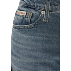 Blue cotton skinny jeans by Calvin Klein Jeans displayed on a model showcasing a fitted silhouette and classic denim style.