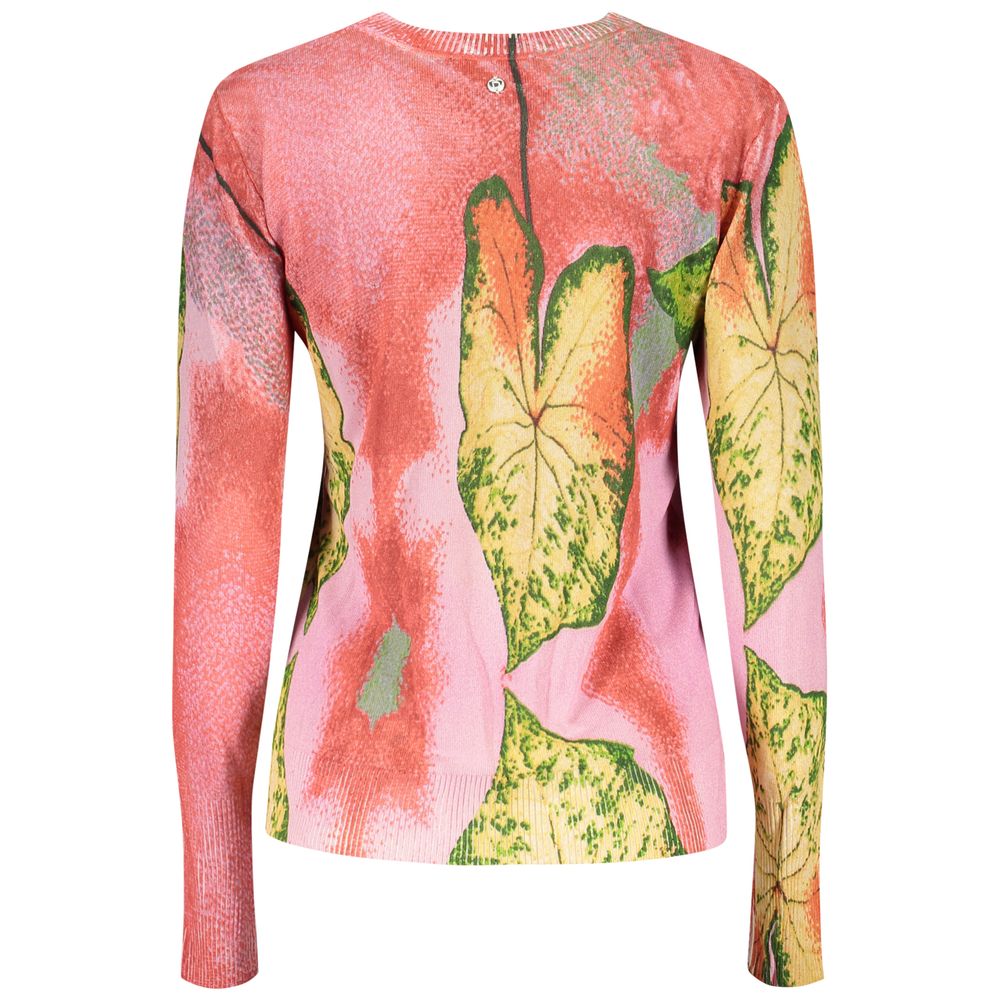 Desigual Rosa viscose women's sweater featuring a relaxed fit and vibrant pink color, soft fabric, and stylish crew neckline.