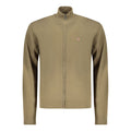 Men's green Napapijri cotton cardigan with front button closure and ribbed cuffs, casual and comfortable for everyday wear.