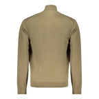 Napapijri men's green cotton cardigan with button front and ribbed cuffs, casual knitwear for versatile style.