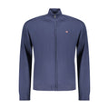 Napapijri blue cotton men's cardigan with button-up front and ribbed cuffs, stylish and comfortable for casual wear.
