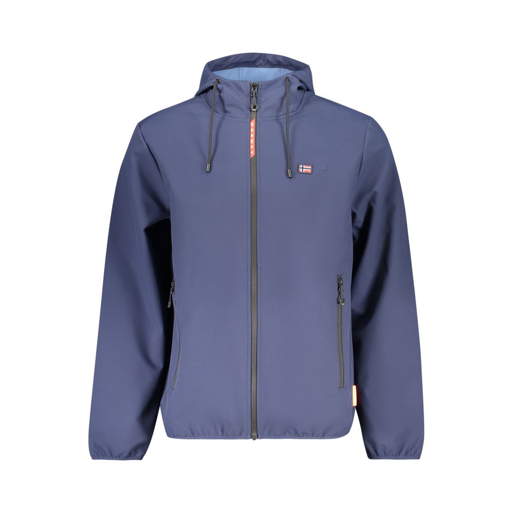 Norway 1963 men's blue polyester jacket with a collar and front zipper, stylish and lightweight for casual wear.