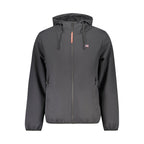 Norway 1963 Nero polyester men's jacket showing a sleek black design with a stand-up collar and front zipper.