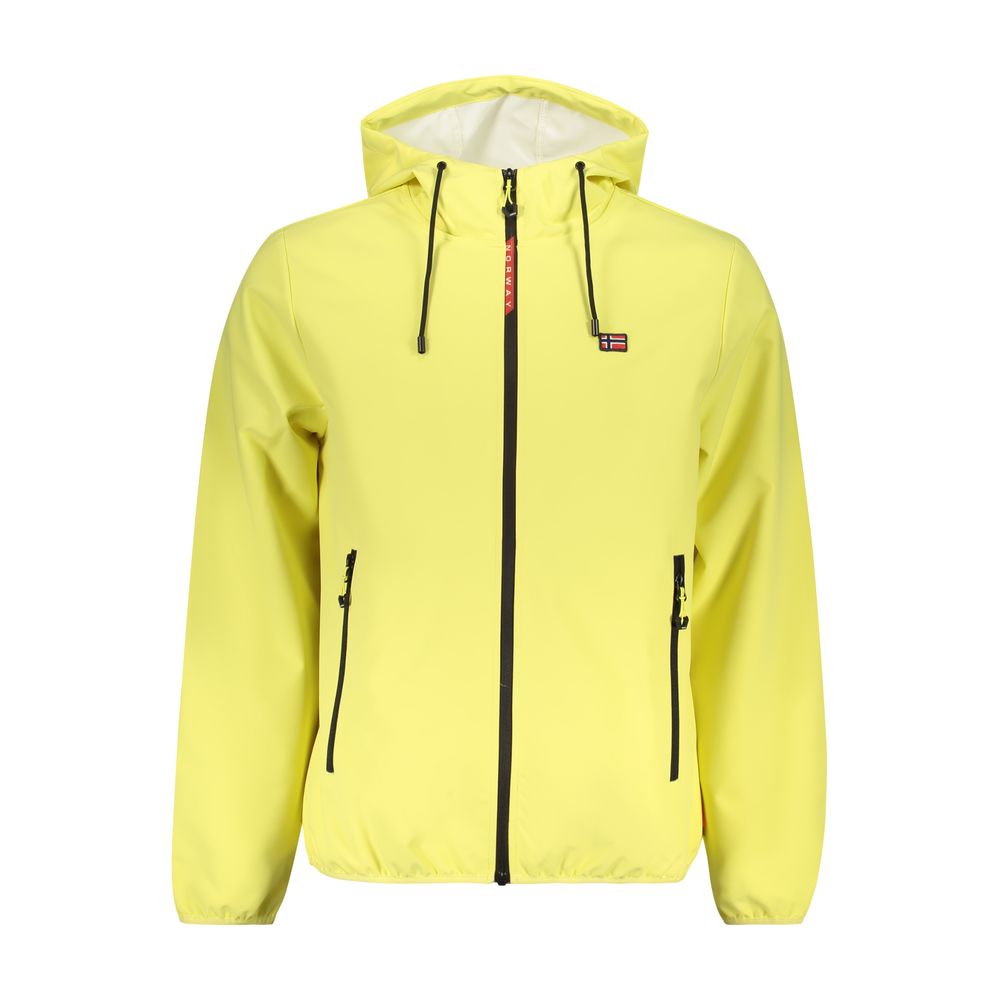 Yellow polyester men's jacket by Norway 1963, featuring a classic design and front zipper, displayed on a plain background.