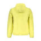 Norway 1963 yellow polyester men's jacket hanging on a hanger with a front zipper and casual style.