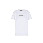 White cotton T-shirt by Balmain featuring a classic fit and subtle branding, shown laid flat on a neutral background.