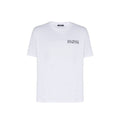 Balmain white cotton T-shirt with classic crew neck and short sleeves, soft and comfortable casual apparel.
