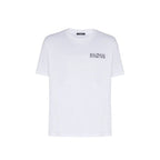 Balmain white cotton T-shirt with classic crew neck and short sleeves, soft and comfortable casual apparel.