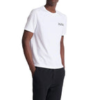 Balmain white cotton T-shirt with crew neckline and short sleeves, casual men's fashion top.
