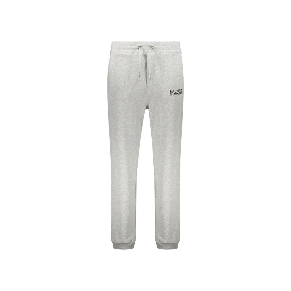 Balmain Gray Cotton Joggers Workout Pants