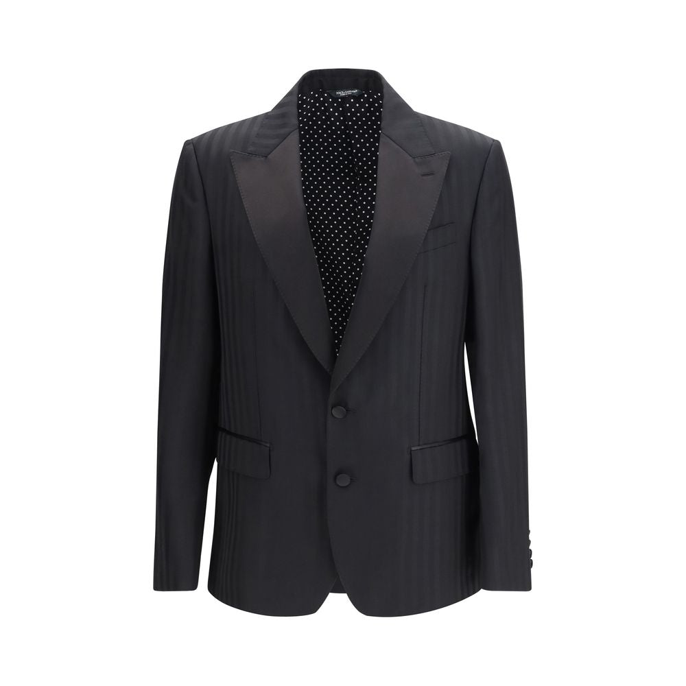 Dolce & Gabbana Black Fleece Wool Blazer Dolce & Gabbana
